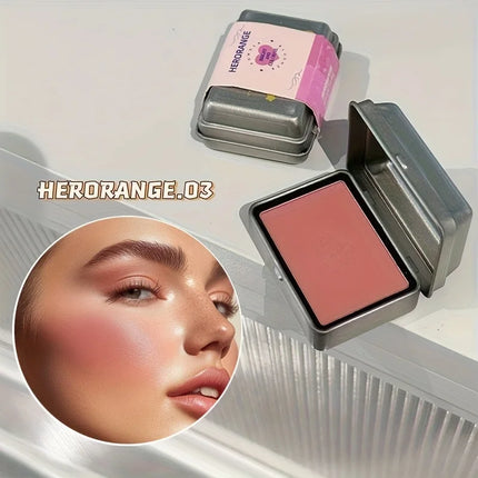 Herorange 6-Color Tinplate Blush Palette, Matte and Shimmer, Low Saturation, Waterproof and Long-Lasting, Easy to Apply