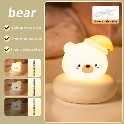Cute Cartoon LED Night Light with Multi Level Dimming Touch Control Baby Bedside Lamp Essential for Nursery Room Decoration