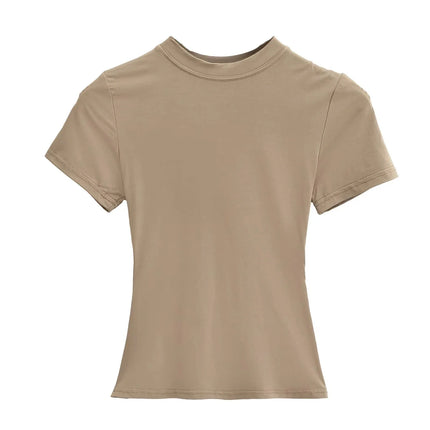 2025 New High Quality Casual T-shirt Sexy Slim Short Sleeves Fashion Trend Solid Women's Clothing Y2K Tops