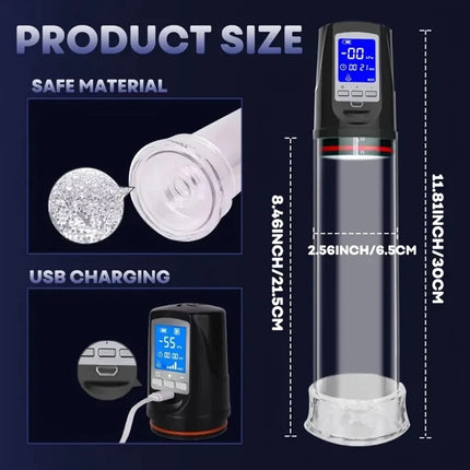 LED Automatic Penis Pump Suction Vacuum Male Masturbation Penis Extender Dick Erection Enhancement Trainer Adult Sex Toys For M