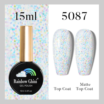 Rainbow Ghini 37Color Base Coat TPO/HEMA Free 15ml Fine Glitter Gel Polish For Manicure Nails Semipermanent Art Nail Supplies