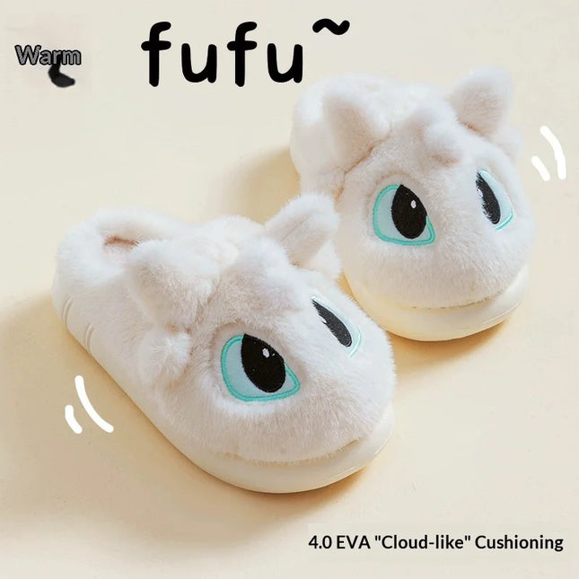 Winter Cute How To Train Your Dragon Toothless Slippers  Include Heel Furry Couple Anti-slip Keep Warm Good Looks Shoes Gift