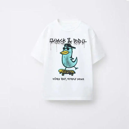 Round Neck T-shirt For Boys And Girls Cute Short Sleeve Tops Loose Casual Clothing Kids Summer Clothes Thin Pure Cotton Tees