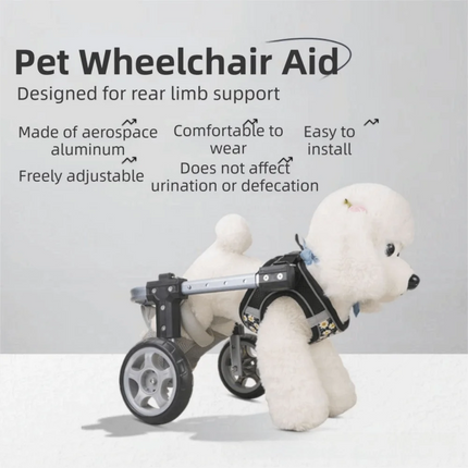 Lightweight Aluminum Pet Mobility Cart Adjustable Detachable Dog Wheelchair Rehabilitation Training Four-Wheel Mobility