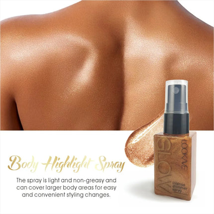 Shimmer Oil Spray Waterproof Long Lasting Moisturizing Gold Bronze Contour Brightening for Face Body Sparkle Liquid Highlighter