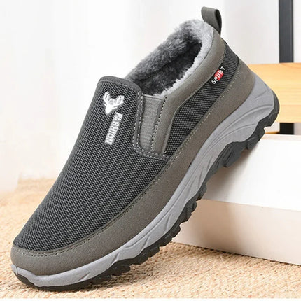 Men's Tennis Shoes Warm Breathable Soft-Soled Non-Slip Casual Shoes Plus Velvet Comfortable Slip-On Walking Winter Vulcanized Shoes