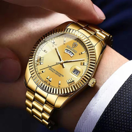 Fashion Men's Quartz Watch, Top Brand Sports Quartz Men's Watch, Stainless Steel Waterproof Date Week Watch, Men's watches for men