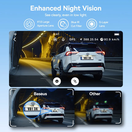 Baseus 3K Dash Cam VD1 Front and Rear Cam HD Built-in GPS Galileo Supercapacitor Car DVR Car Camera Recorder Support 24H Parking
