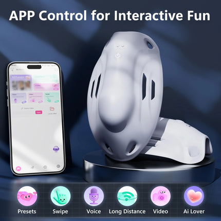 APP Controls Mens Wearable Masturbator Chastity Cage BDSM Penis Vibrator Testicular Amplifier Confidence Booster Male Sex Toys