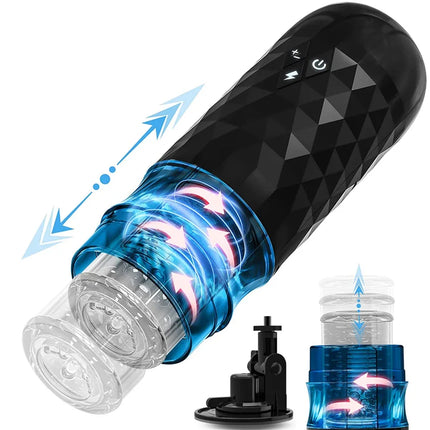 Automatic Masturbator for Men Telescopic Rotation Masturbation Cup with Handle Phone Stand Adult Goods Sex Toy for Men 18+