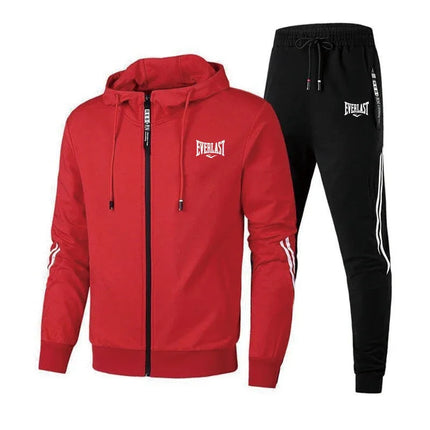 2026 New Trendy Mens Tracksuit Zip-up Hoodie Black Sweatpants Urban Casual Fashion Sportswear 2pcs Set Autumn Winter Warm Outfit