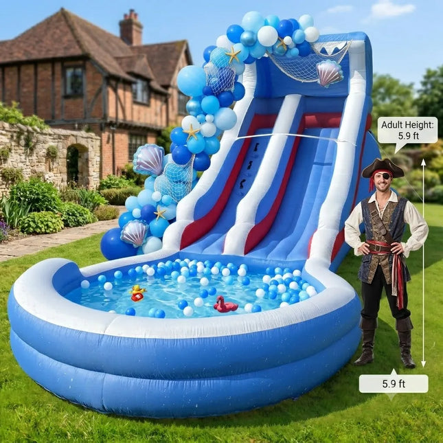 Blue White Red Oxford Water Slide Summer Outdoor Water Toy for Backyard Poolside Fun Games Entertainment