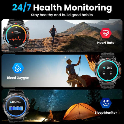 2026 New Outdoor GPS Sports Smartwatches Men Compass 10ATM Waterproof 24/7 Health Monitoring Chat GPT Bluetooth Call Smart Watch