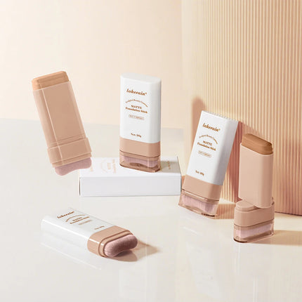 Skin Tint Foundation Stick with Brush Multi Use Matte Waterproof Long Lasting Oil Control Thin Coverage for Blemishes Concealer