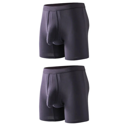 2PCS Mens Long Legs Underwear Separate Ball Pouch Breathable Comfort Sport Seamless Boxer Trunks Shorts Calzoncillo Hombre