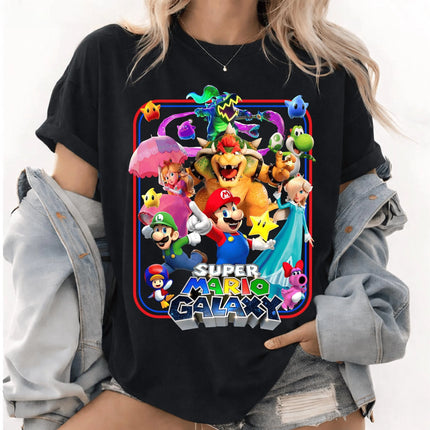 Movie The Super Mario Galaxy unisex 100%cotton family Tshirt,There are child size shirt available, 2026 New kids graphic shirt