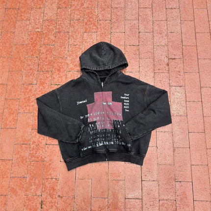 Personalized printed sportswear for autumn and winter long sleeved pullover hoodie retro jacket street fashion men and women