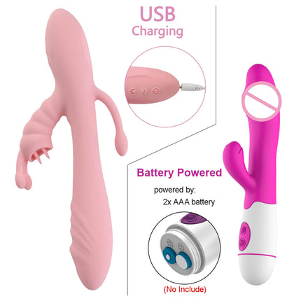 Rabbit Vibrators For Women Clitoris Licks Vaginal Stimulator Butt Anal Plug Fake Dildos Female Masturbator Sex Toys Adult Erotic