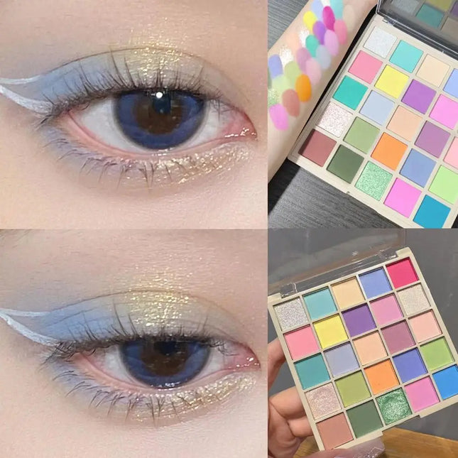 25-Color Lucky Eyeshadow Palette Women Macaron-Colored Dopamine Fine Shimmer & Pearlescent Cosplay Party Stage Makeup Tool