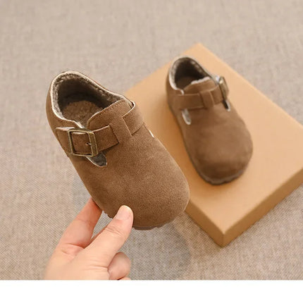 Children Flat Shoes Suede for Winter Kids Moccasins Non-slip Soft Sole 2024 Brand New Boys Girls Leather Shoes Warm Retro Trendy