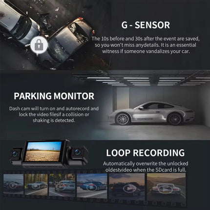 WIFI Car Dash Cam 4 Channel Black Box Driving Camera FHD 1080P Front Left Right Rear Night Vision Loop Recording Hardwire kit
