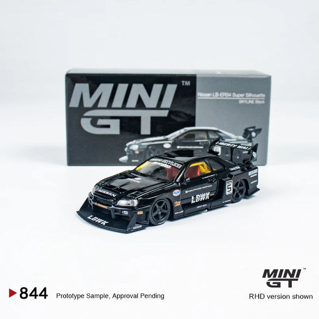 MINIGT 1:64 Nissan LB-ER34 Super Silhouette SKYLINE Black mgt alloy Car Model 844