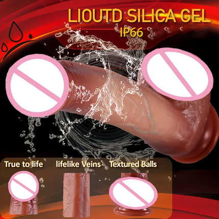 Dildo Realistic Thrusting Vibrating Dildo With Licking And Telescopic Function Ultimate G-Spot And Anal Stimulation Sex Toys 18+