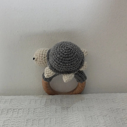 Handmade Crochet Rattle Play Gym Pendant for Kids Ocean Crochet Octopus Rattle Mobile Bell Ring Wooden Babies Gym Montessori Toy