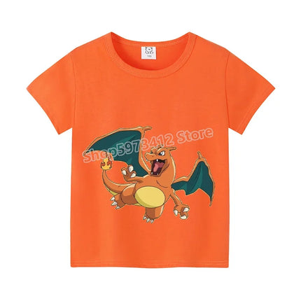 Pokemon Pikachu Boy Girl T Shirt Cute Cartoon Baby Clothes Squirtle Gengar T-Shirts Charmander Eevee Print Tees Kids Summer Tops