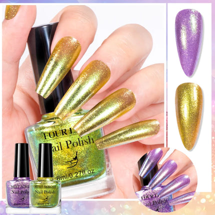 2pcs Chameleon Nail Polish Kit 8ml Natural Dry Saving Time Long Lasting Glitter Nail Art Polish For Manicure DIY Nail Supplies