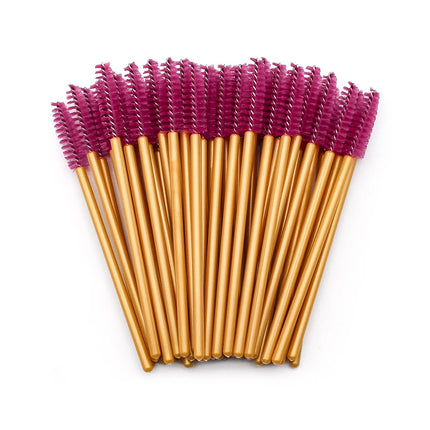 50Pcs Disposable Eyelash Makeup Brush Mascara Wands Gold Mini Eye Lash Brushes Short Eyebrow Comb Eyelashes Extension Tool