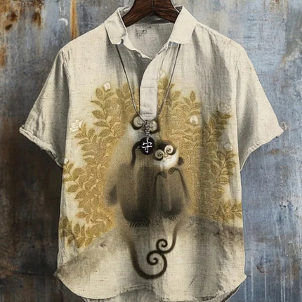 Men's polo shirt octopus print short-sleeved polo shirt summer fashion casual large size Hawaiian resort style printed top