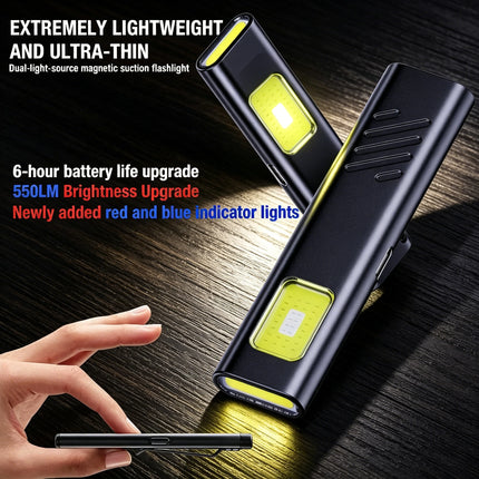 Emergency Portable Rechargeable Mini LED Keychain Flashlight 800LM Magnetic Pocket Torch Light for Work, Camping, Car Use