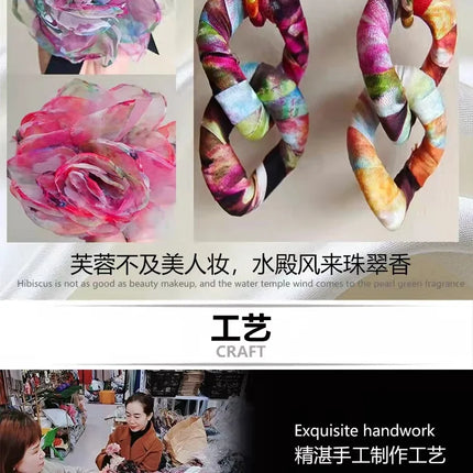 Original Design Handmade Custom Silk Earrings Exaggerated Large Hoops Fashionable Minimalist Women's Large Loop Earrings