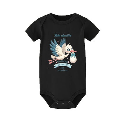 Hello Grandma Special Delivery on The Way Print Baby Romper Pregnancy Announcement Infant Jumpsuit Newborn Short Sleeve Bodysuit