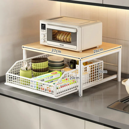 Desktop Pull-Out Storage Rack With Drawers Kitchen Appliances Floor Standing Storage Rack