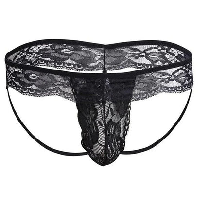 Men's Panties Lace See Through Backless Jockstrap String Sissy Gay Pouch Thong Briefs Transparent Underwear Panties Underpants