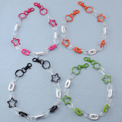 Punk Hiphop Long Resin Pentagram Heart Rock Trousers Hipster Pant Jean Keychain Ring Clip Acrylic Key Chains Women Accessories