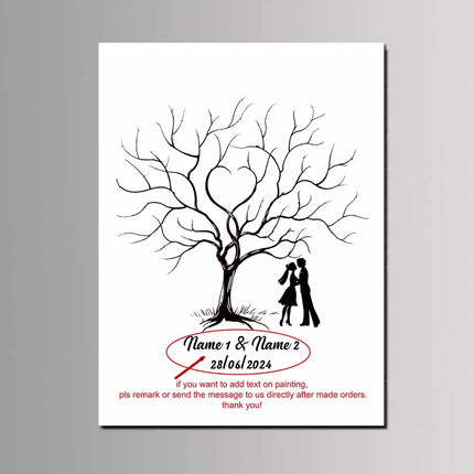 Engagement Events Party Favor Wedding Tree Canvas Painting Guest Fingerprint Signature Book Customized Lover Anniversary Gift