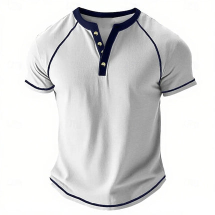 Retro Men's Button-Down T-Shirt Minimalist Print T-Shirt Loose-Fit Casual Summer Polo Shirt Stylish Streetwear Men's Top