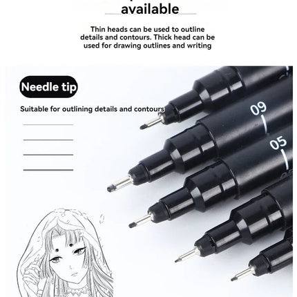 3/15Tip Black Pigment Micro-Pen Fineliner Ink Pens,Drawing Artist Illustration Pens Multiliner for Sketching Anime Manga Design