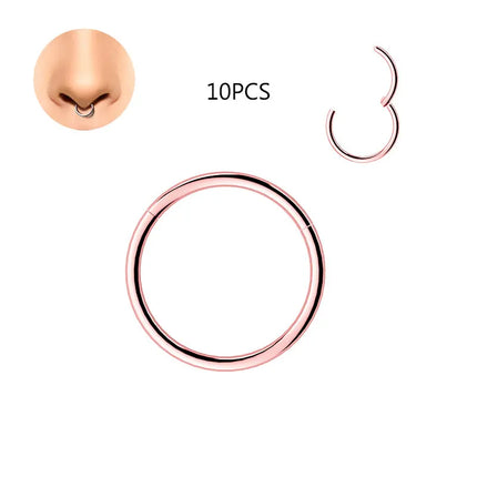 1/10pcs Wholesale Nose Ring Piercing G23  Titanium Clicker Ear Cartilage Earring Helix Septum Rings Body Jewelry Earrings Women