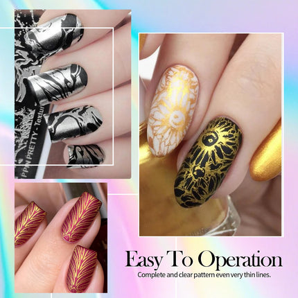BORN PRETTY 4/6/8pcs Black White Nail Stamping Polish Varnish Set Kits Gold Silver for Nail Art Plates Stamp Oil Stamping Series