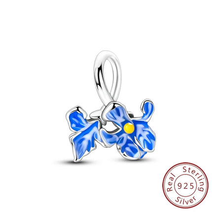 Spring Charms Beads Pendant 925 Sterling Silver Flower Butterfly Dragonfly Mushroom Charms Fit Bracelet Woman Man DIY Jewelry