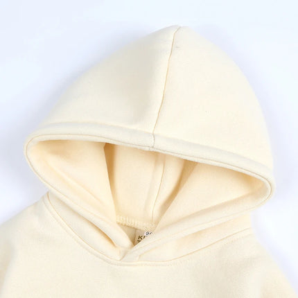 2026 Custom Winter Kids Boys Girls Clothes Children Hoodies Soild Cotton Thicken Fleece Sweatshirts Toddler Sport Pullover Top