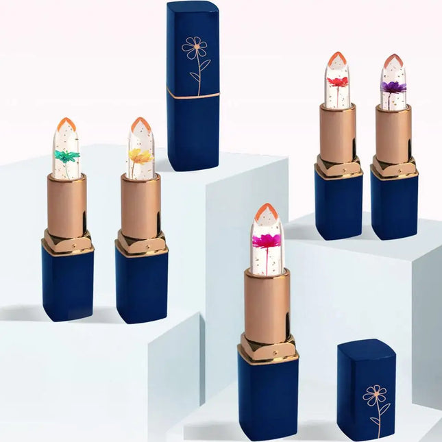 Temperature Color Changing Lip Balm Crystal Jelly Flower Lipstick Gloss Nutritious Lasting Moisturizing Non-Stick Cup Makeup New