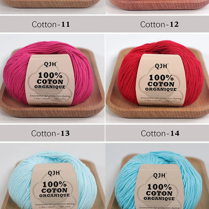 3PCS 100% Organic Cotton Yarn Machine Washable For Adult Baby Sweaters/Gloves/Scarves/Hats Etc. 50 gr (1.76 oz) 125 m (136 yrd)