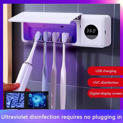 UV Toothbrush Holder Rechargeable Fast Drying Toothbrush Sterilizer With LED Display Wall-mounted Automatic Toothbrush Holders