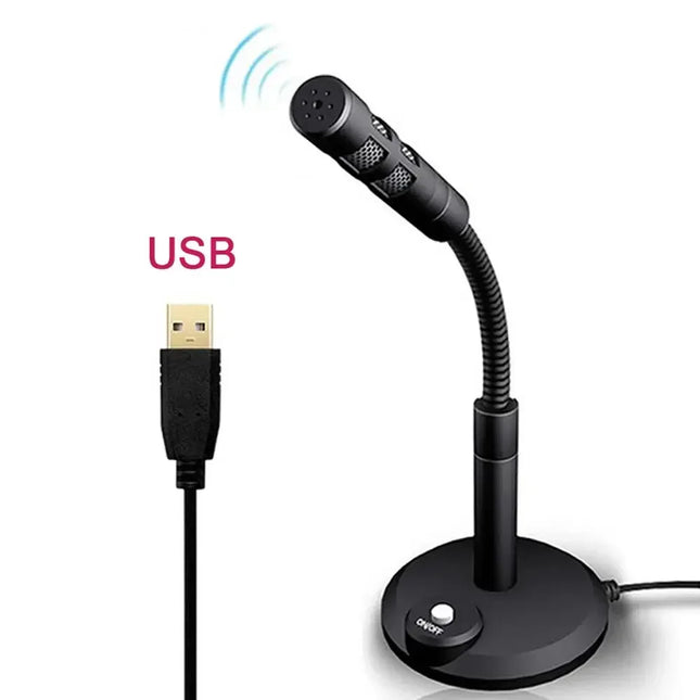3.5mm Studio Microphone Speech Mic Stand Holder USB Desktop Wired Gaming Mic Mini For PC Notebook Podcast Recording Studio