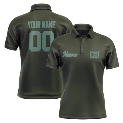 Personalized DIY Dark Olive Polo Shirts Customized Name Team Name Logo Number Team Uniforms Loose Darts Bowling Billiards Tops